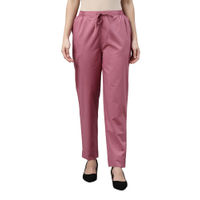 Buy Go Colors Women Solid Baby Pink Stretch Ponte Pants online