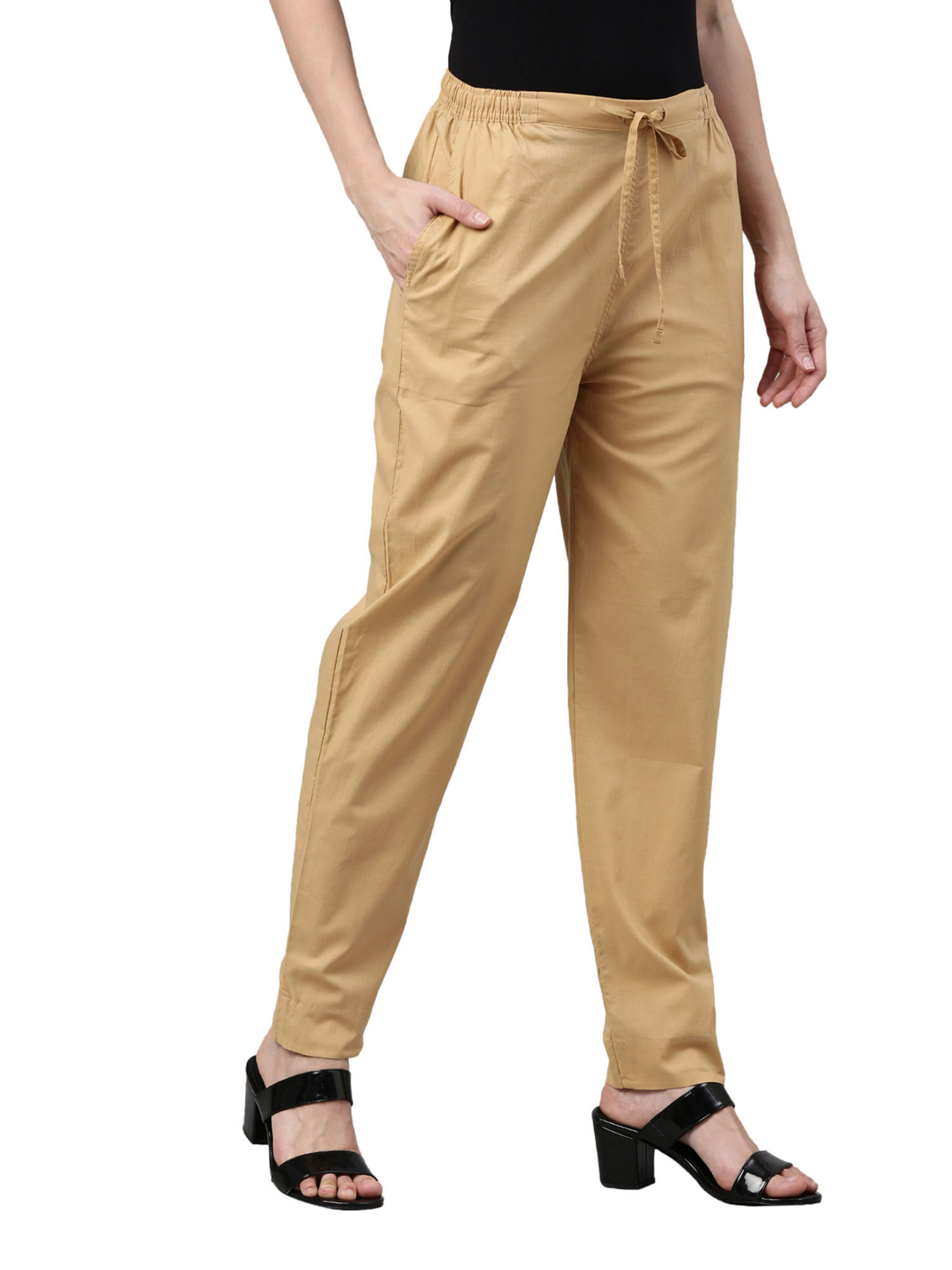 Women's Cotton Formal Trousers - Green – BONJOUR