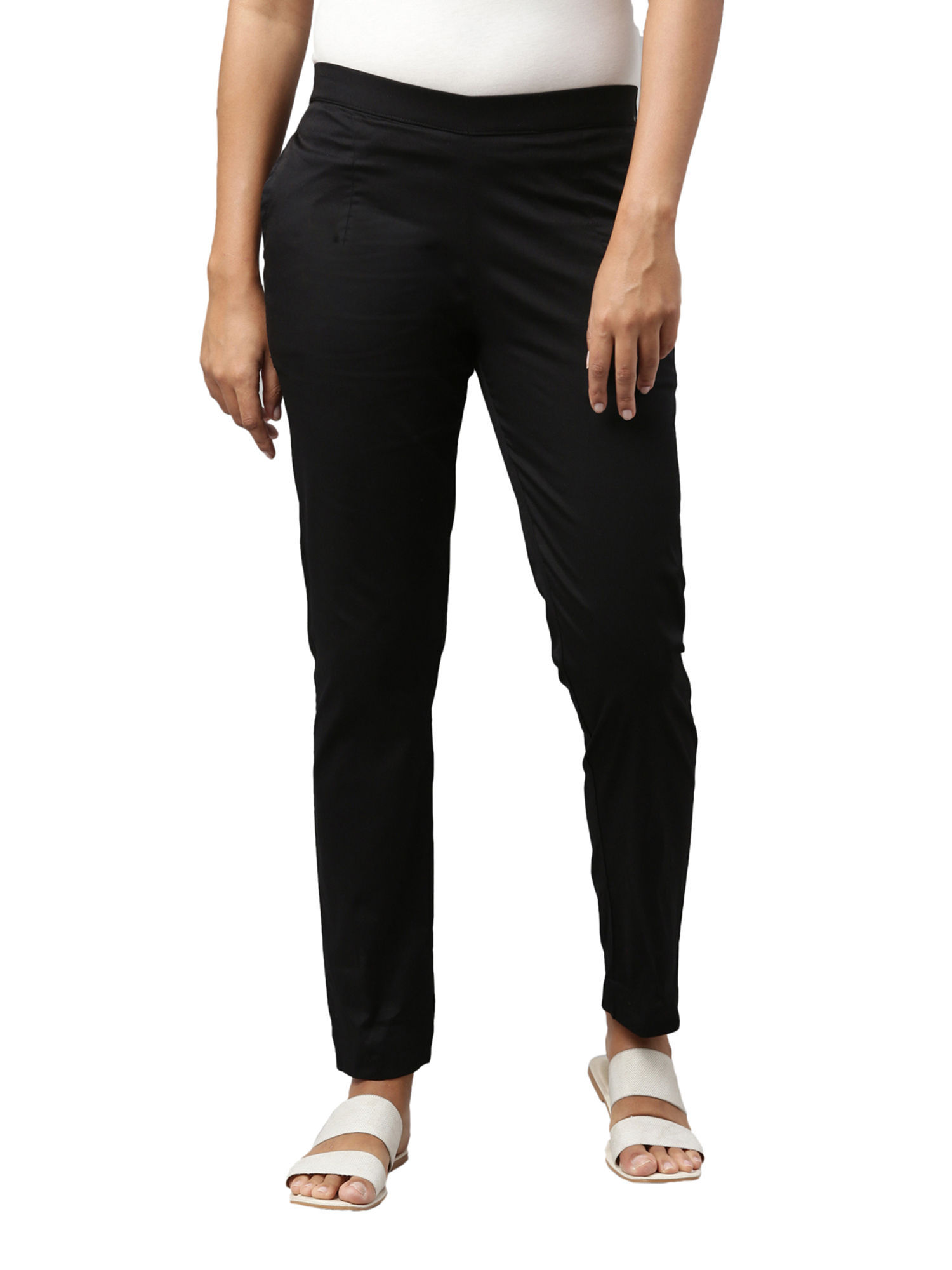 Buy Bamans Yoga Dress Pants Skinny Leg Pull on Stretch Pant for Women with  Pockets Black Small at Amazonin
