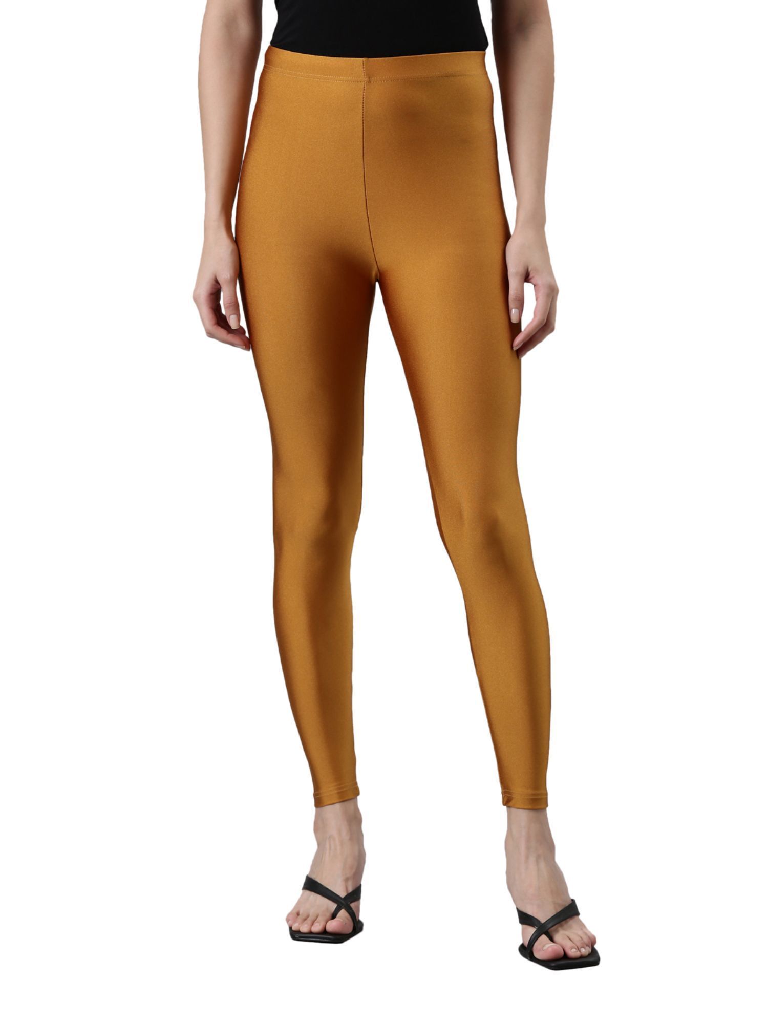 Buy Gold Leggings for Girls by Go Colors Online | Ajio.com