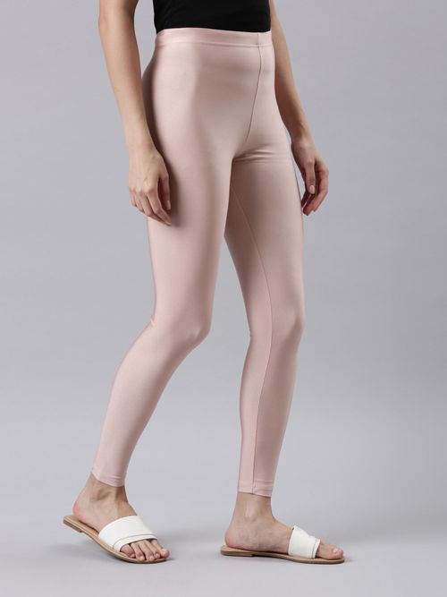 Buy Go Colors Women Solid Gold Shimmer Leggings online