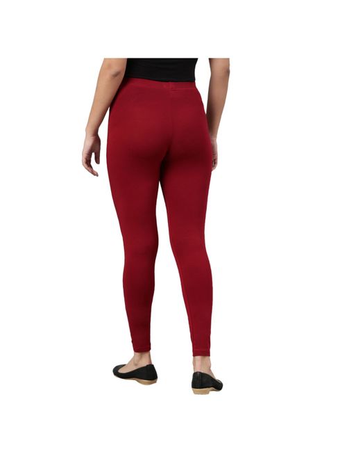 Buy Go Colors Women Solid Bright Red Slim Fit Ankle Length Leggings - Tall  Online