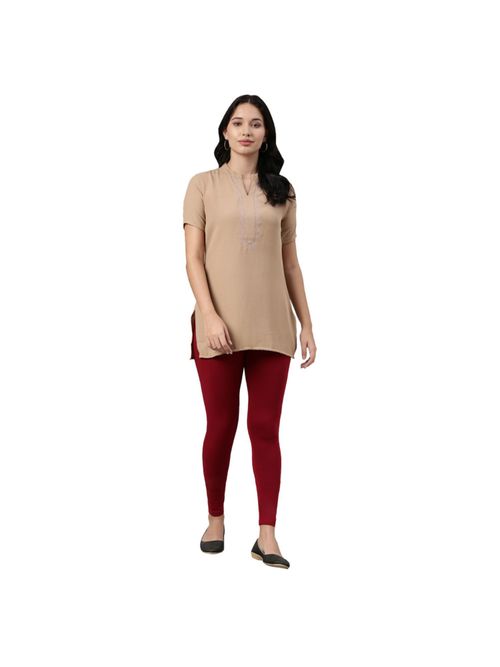 Buy Go Colors Women Solid Bright Red Slim Fit Ankle Length Leggings - Tall  Online