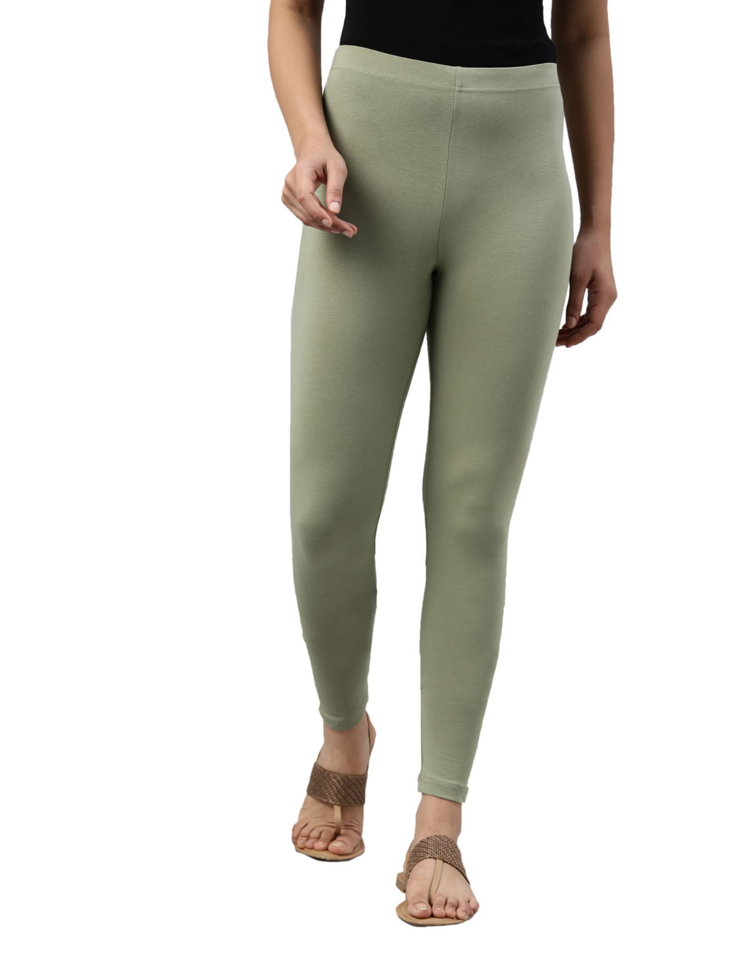 Buy TAG 7 Olive Green & Pink Cotton Leggings - Pack Of 2 for Women Online @  Tata CLiQ