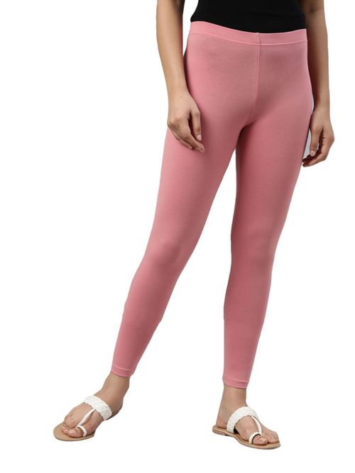 Women Solid Dusty Rose Slim Fit Ankle Length Leggings - Tall