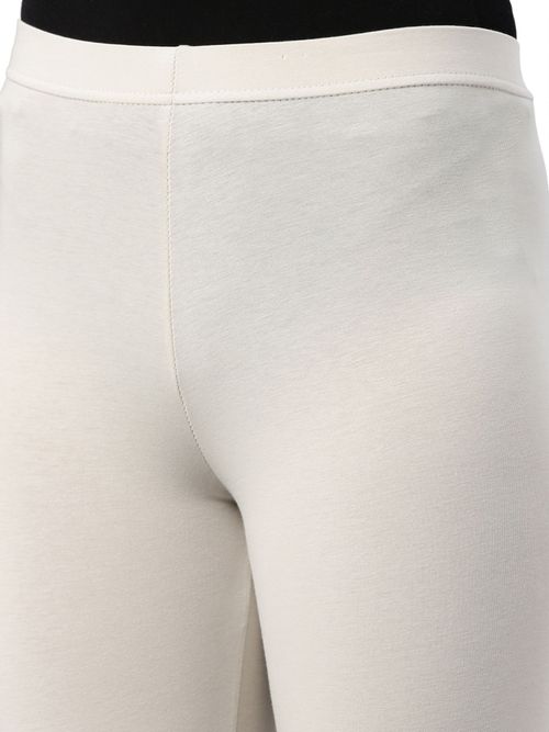 Go Colors Women White Solid Ankle-Length Leggings Price in India
