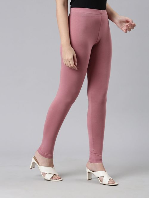 Buy Go Colors Women Solid Mauve Ankle Length Leggings online