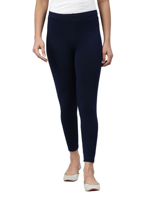 Go Colors Women Solid Navy Slim Fit Ankle Length Leggings - Tall (M) (M)