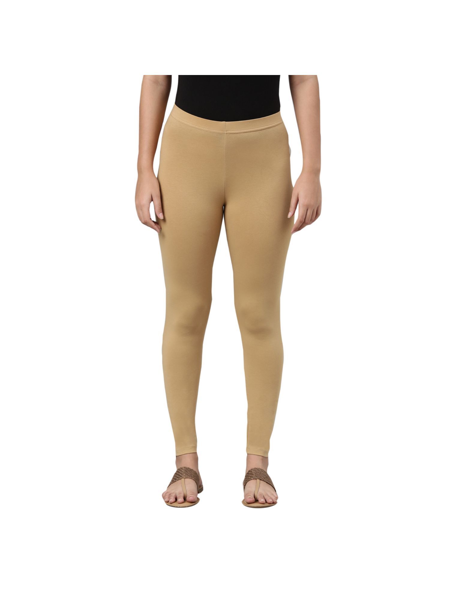 GO COLORS Womens Tapered Fit Cotton Cotton Pants (Wheat_M) Beige