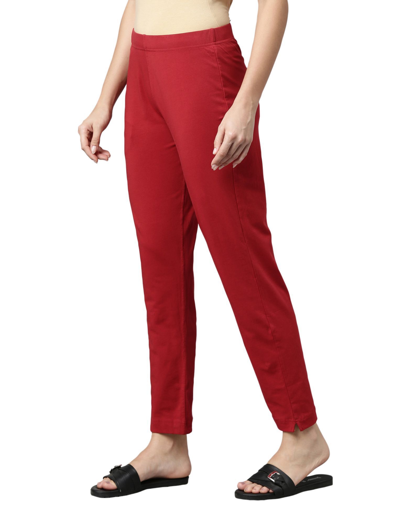 Buy Go Colors Women Solid Cherry Cotton Kurti Pants (S) (S) Online