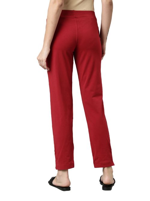 Women Solid Cherry Cotton Kurti Pants