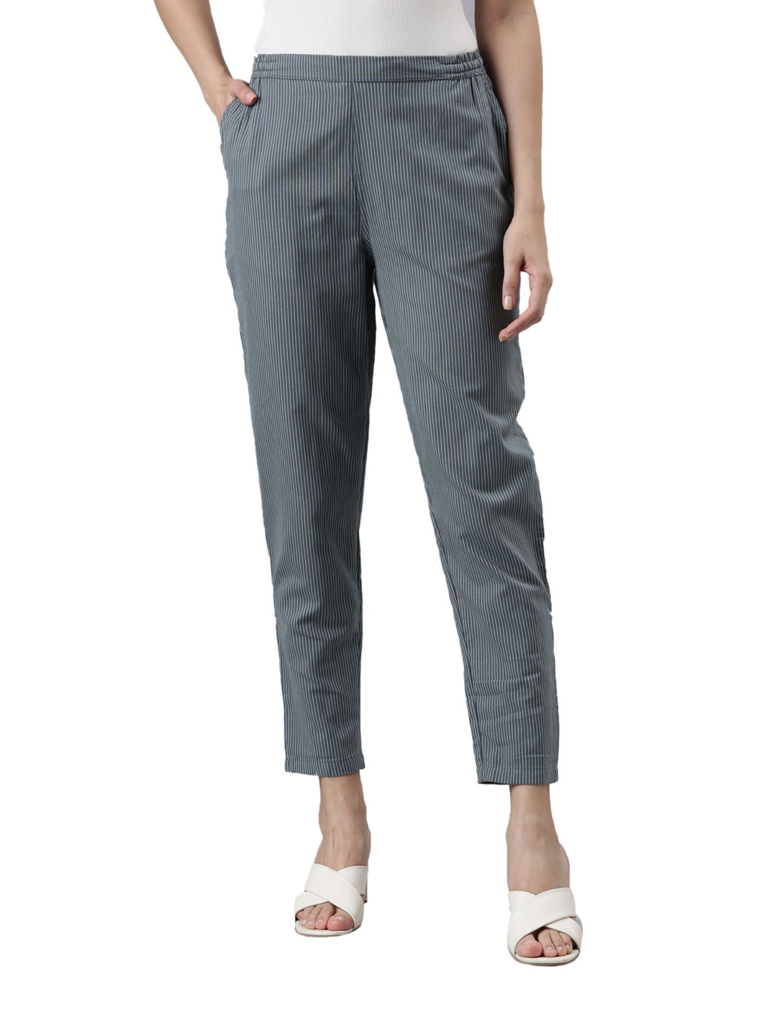 Khadda-Women Cotton Flex/Khadi Pants/Trousers. Rani Color, Pack(1 Pant).