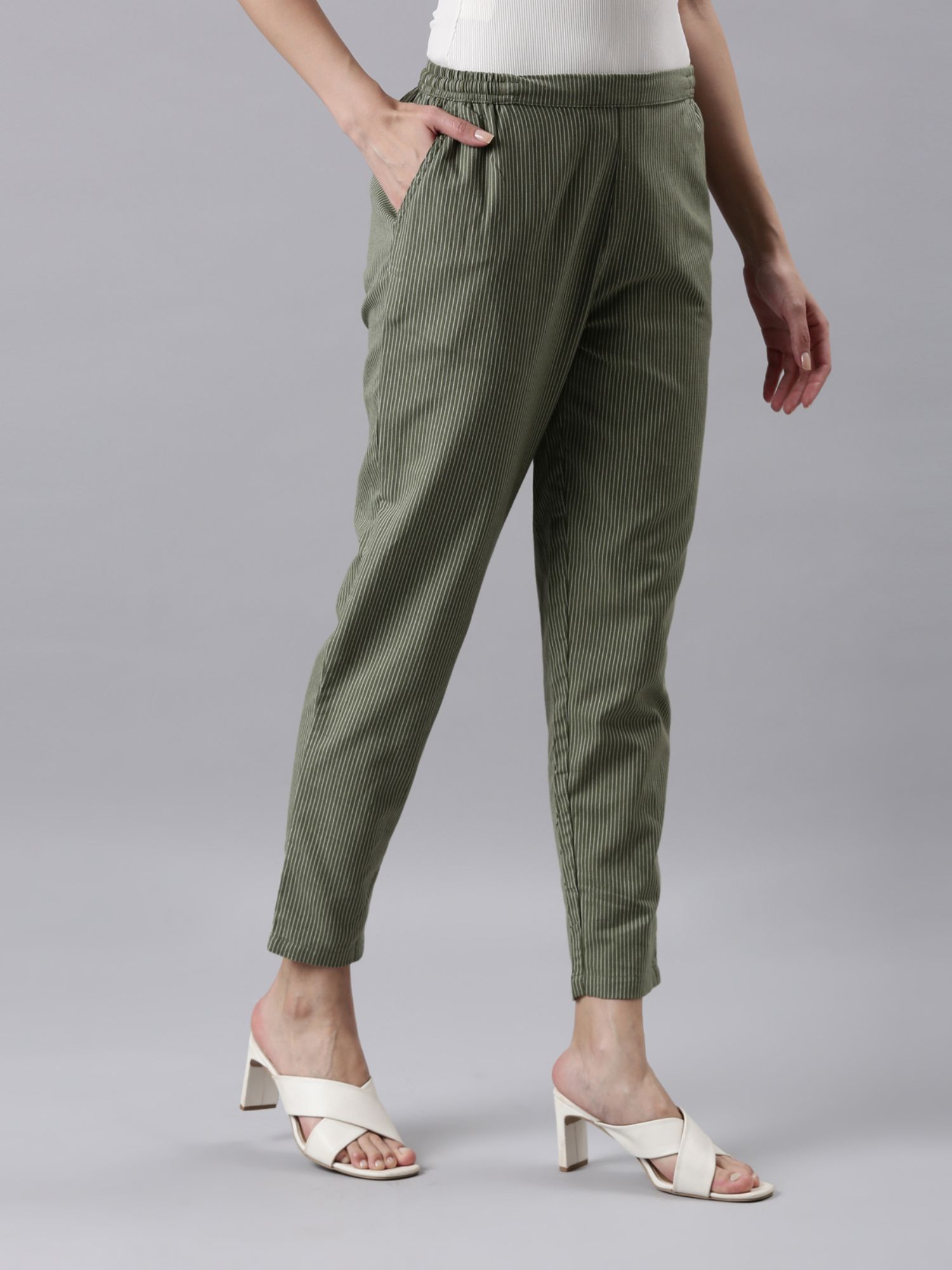 Women Casual Pencil Pants Elastic High Waisted Straight Leg Cotton Lounge Pants  Trousers with Pockets Cargo Trousers for Women Purple L - Walmart.com