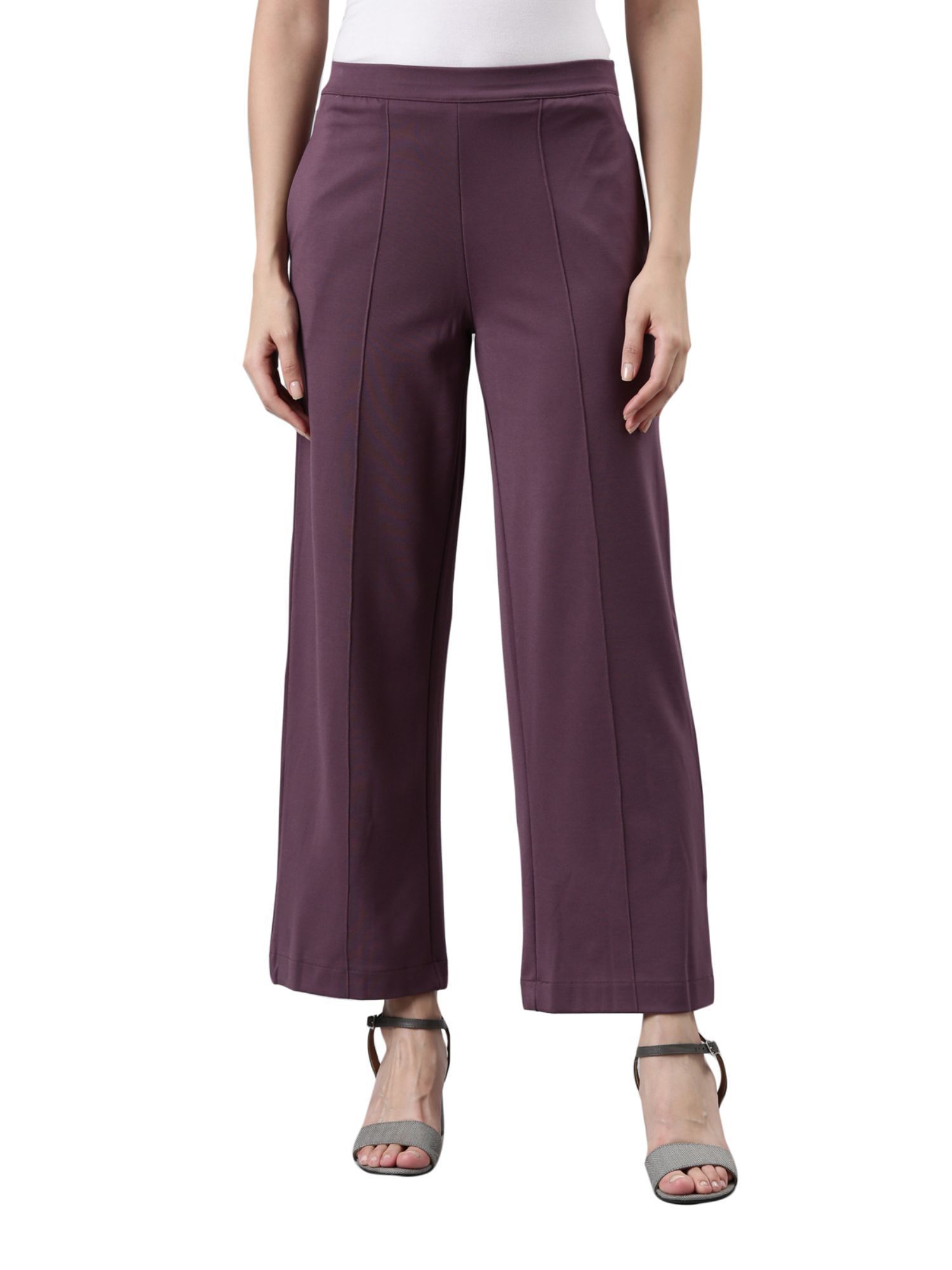 Buy GO COLORS Women Stripe Purple Printed Pencil Pant at Amazon.in
