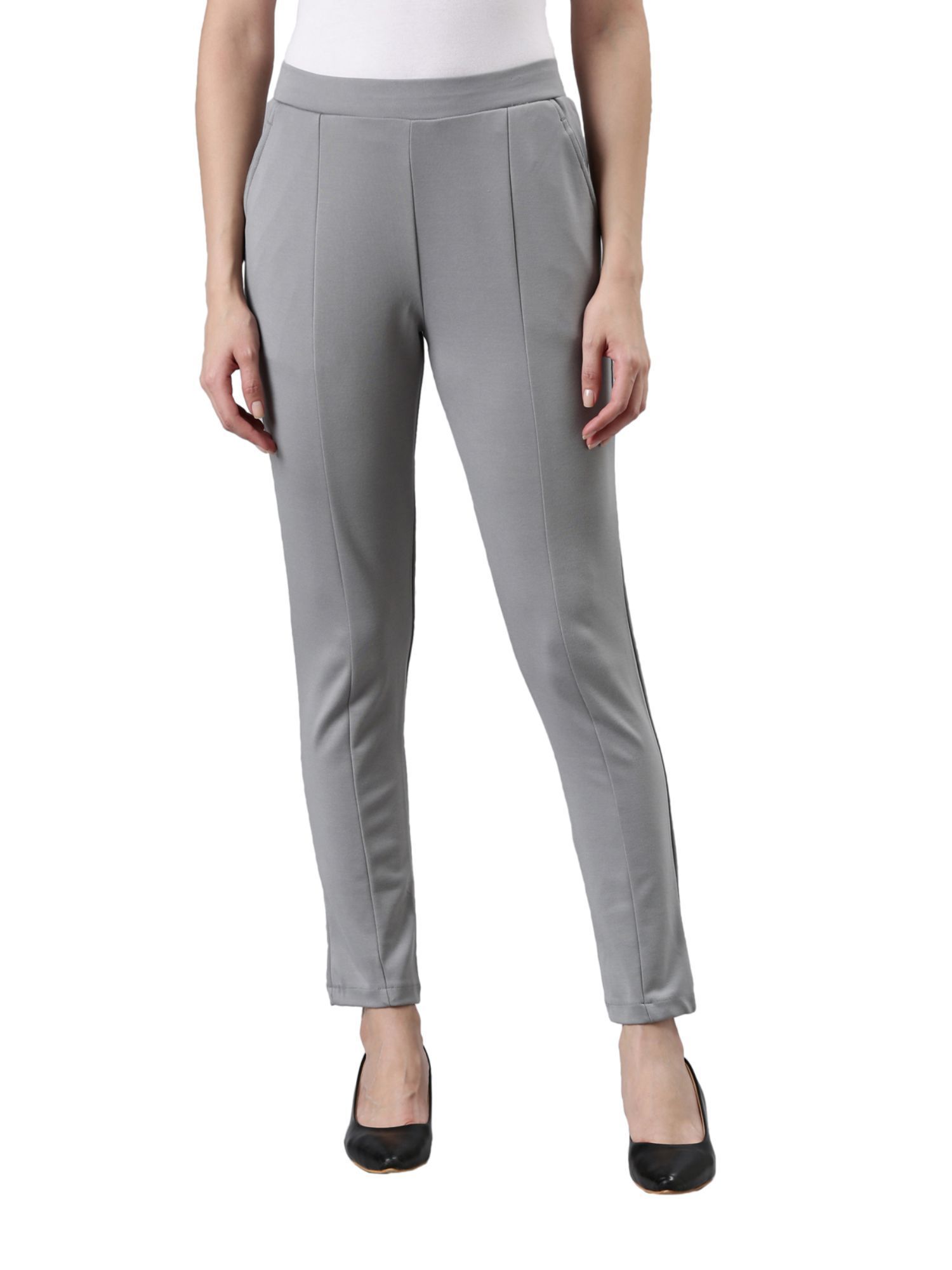 Buy STOP Natural Solid Polyester Tailored Fit Womens Trousers  Shoppers  Stop