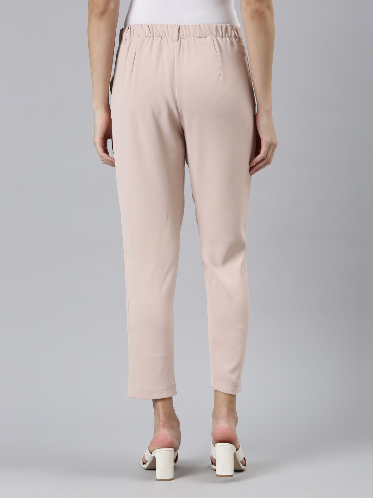 City Fashion Women's Slim Fit Baby Pink Lumlum Cigarette Trouser Pants