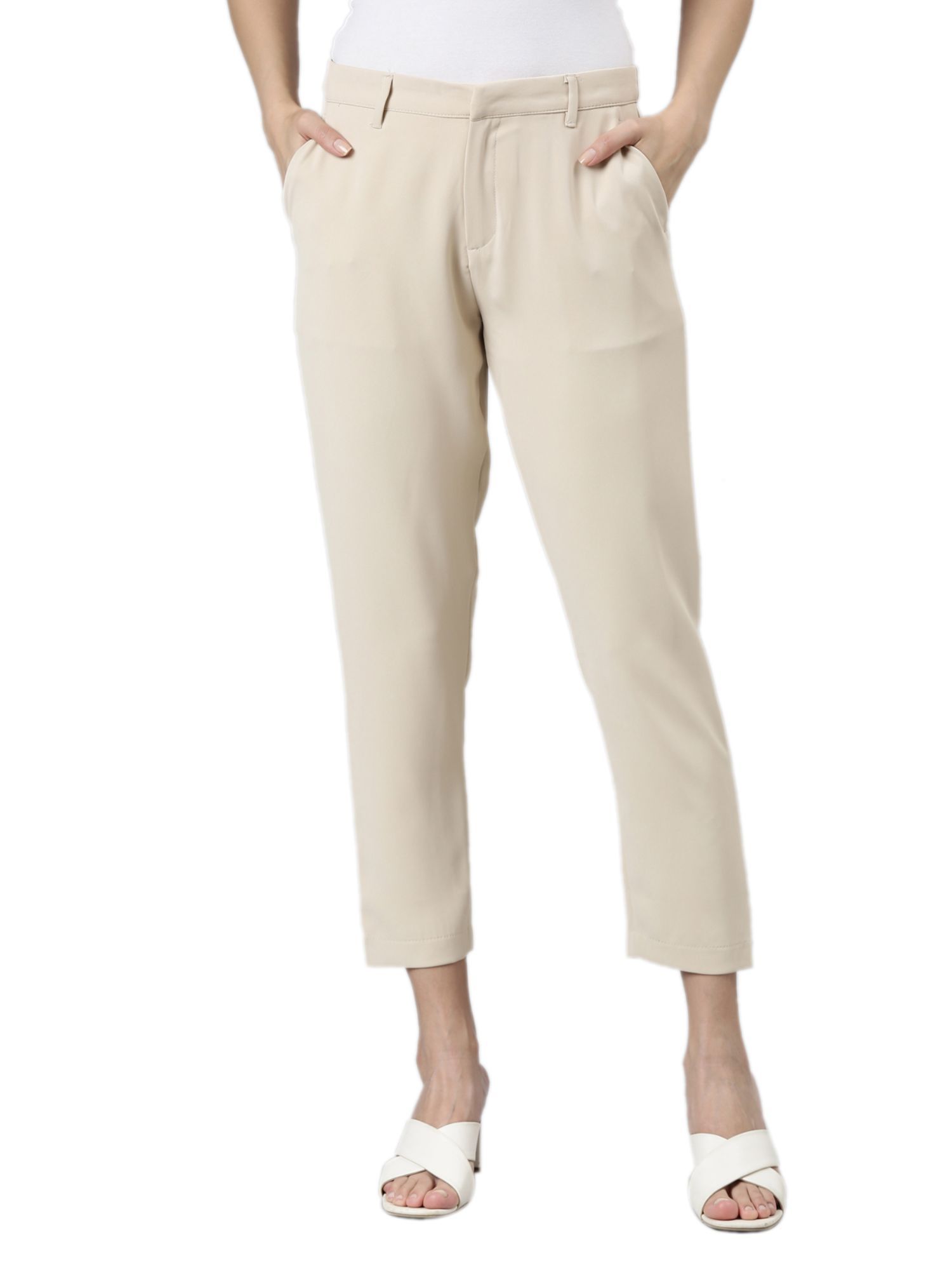 Buy Van Heusen Business Beige Custom Fit Formal Trousers - Trousers for Men  1137491 | Myntra