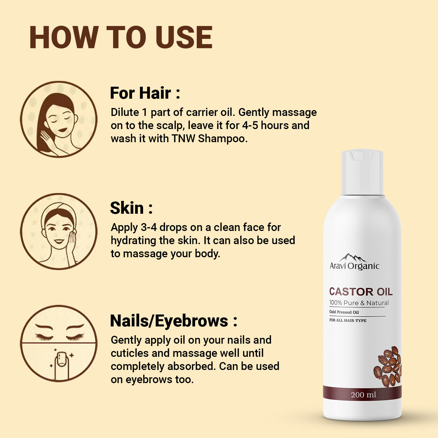EliRoots 100% Pure Cold Pressed Castor Oil For Hair nails & Eyebrows Hair  Oil - Price in India, Buy EliRoots 100% Pure Cold Pressed Castor Oil For  Hair nails & Eyebrows Hair