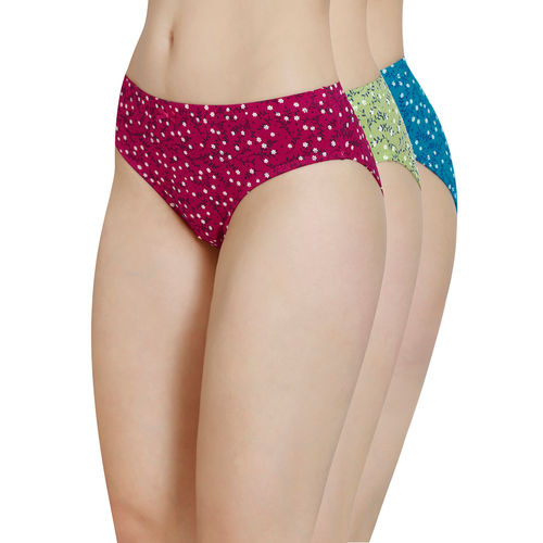 Inner Elastic Printed Mid Rise Bikini Panty (Pack of 3)