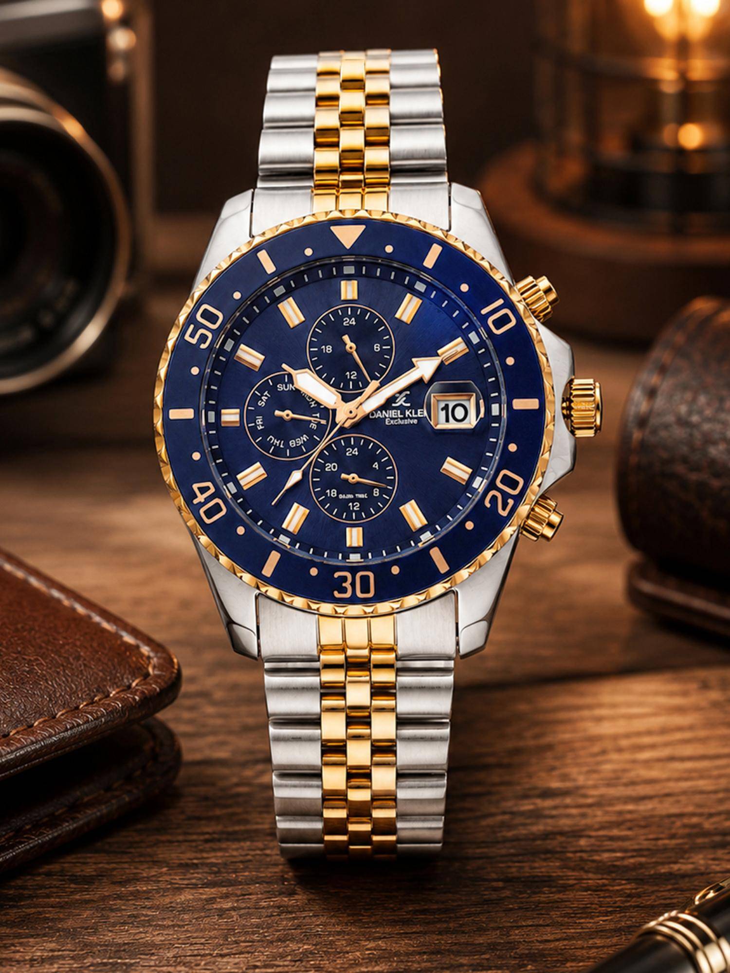 Daniel Klein Men Navy Blue Dial Multifunction Stainless Steel Watch Dk.1.14243-6 (M)