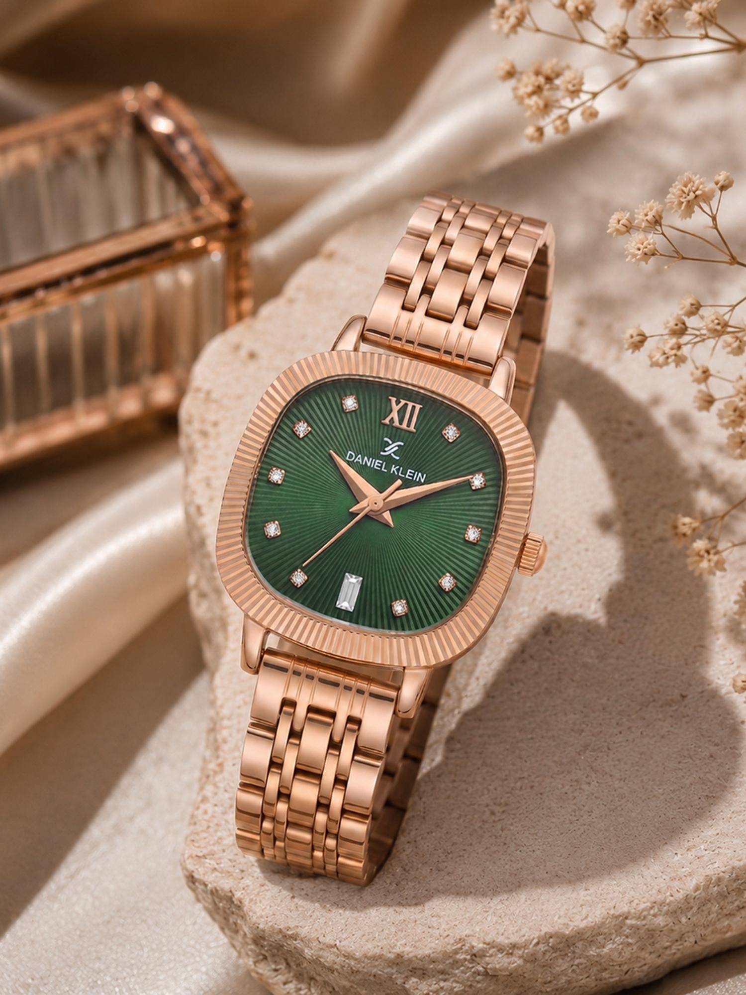 Daniel Klein Women Green Dial Rose Gold Stainless Steel Watch Dk.20.10017-1 (M)