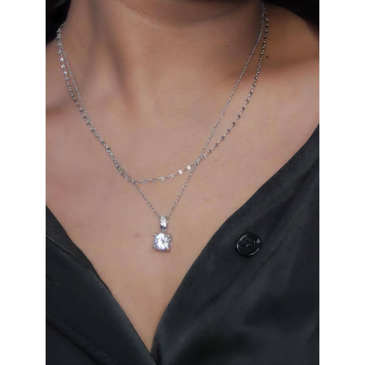 Aphrodyte Me Siene Silver Plated White Stone Studded Necklace