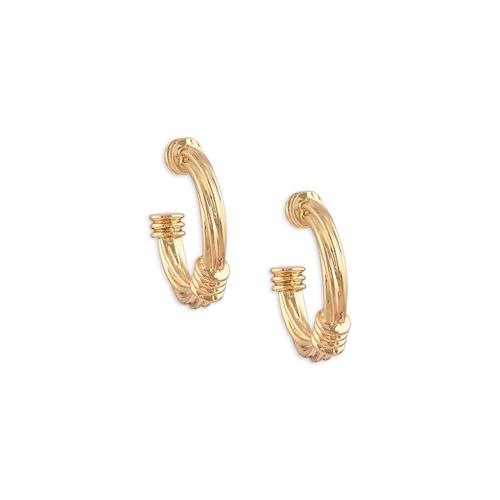 ToniQ Gold Plated Twisted Textured Half Hoop Earrings