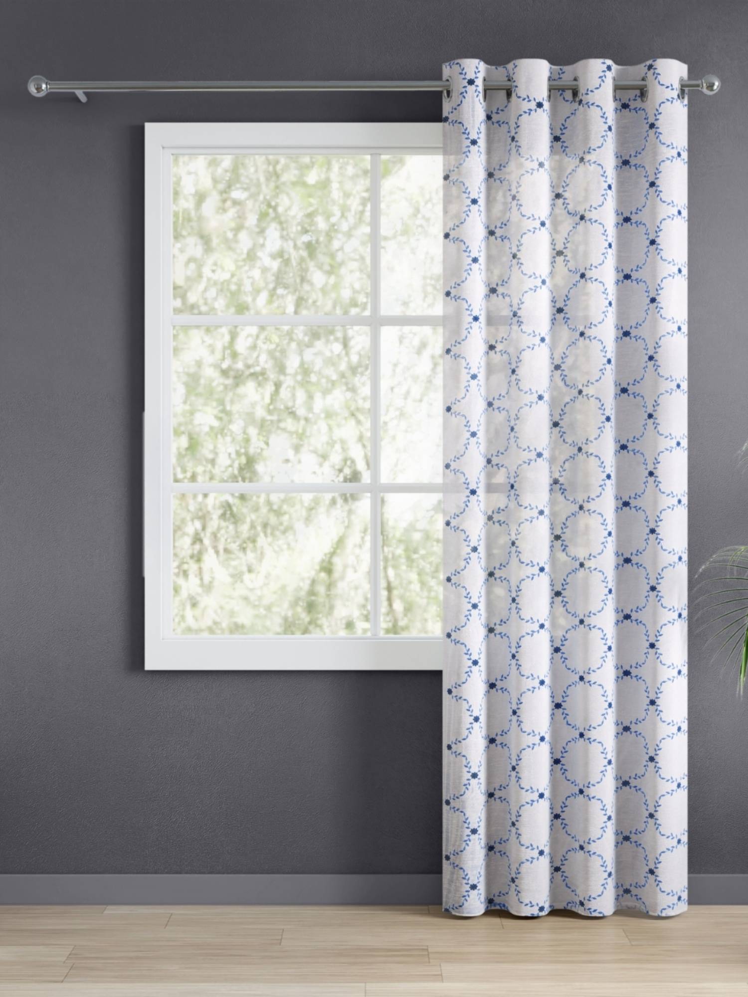 Haus & Kinder White Sheer Door Curtain (7 Feet)