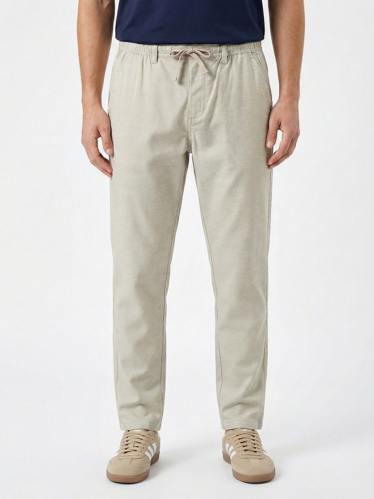 Buy Nobero Men Grey Relaxed Drawcord Trouser Online