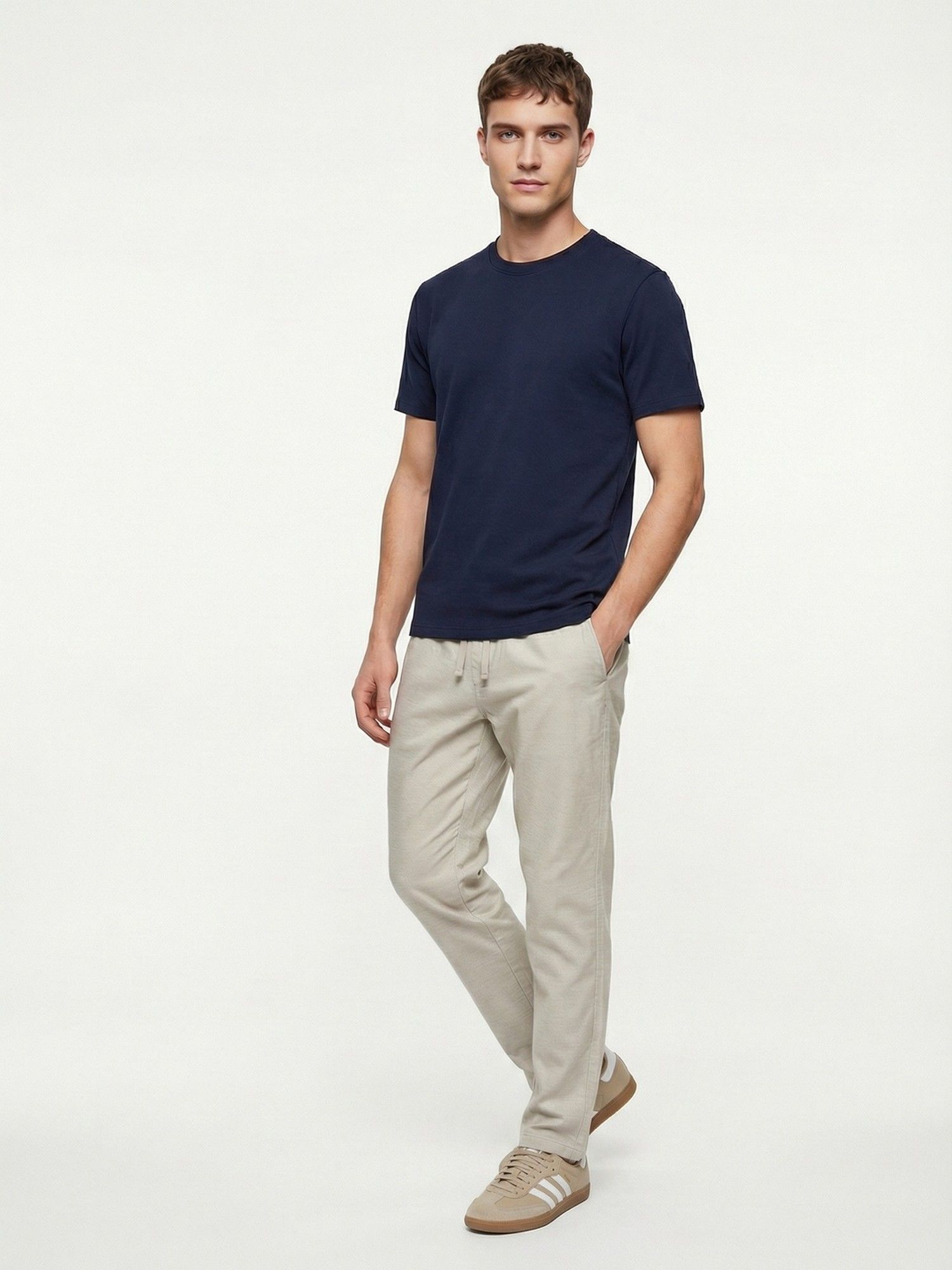 Buy Nobero Men Grey Relaxed Drawcord Trouser Online