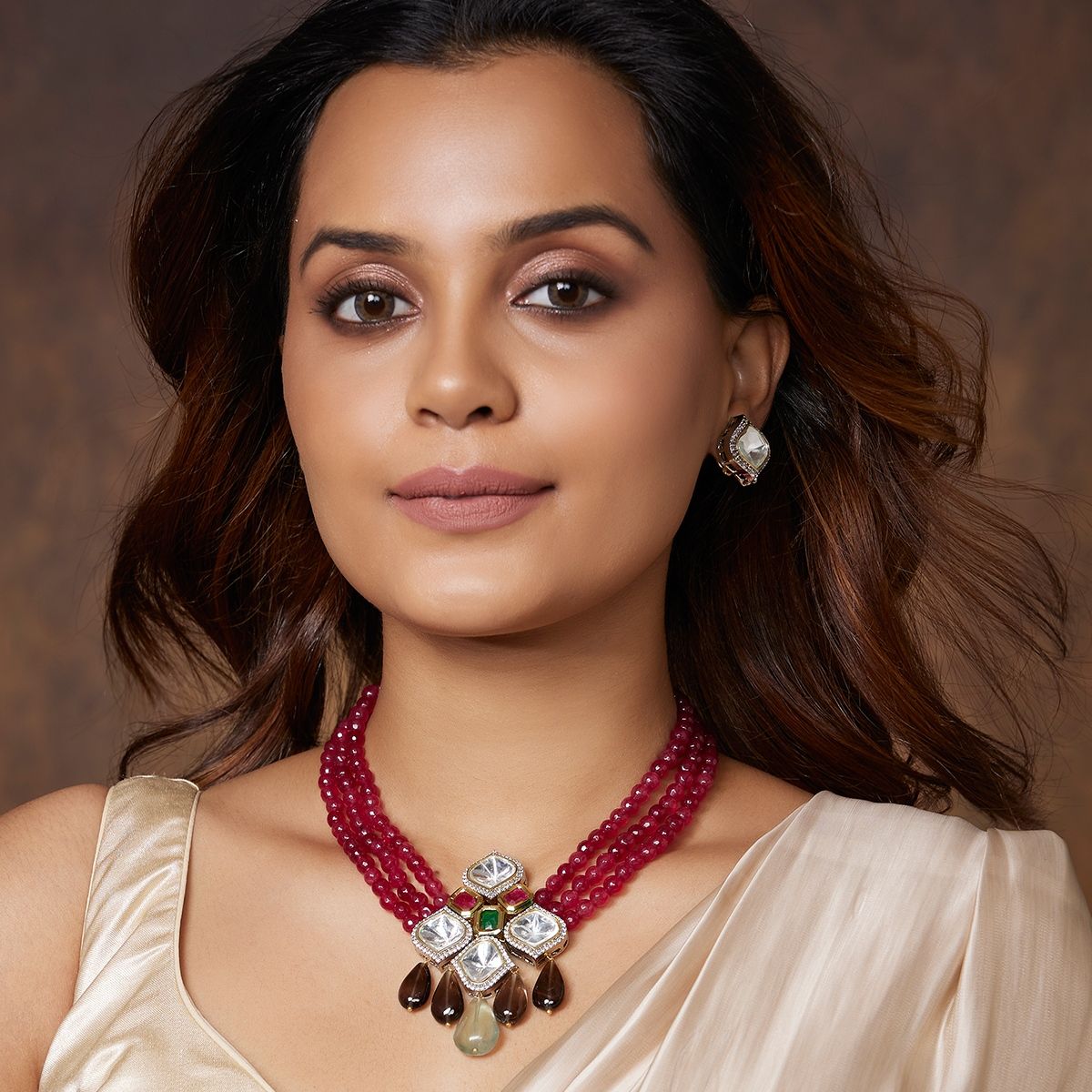 Joules By Radhika Beaded Red Polki Necklace Set Buy Joules By Radhika