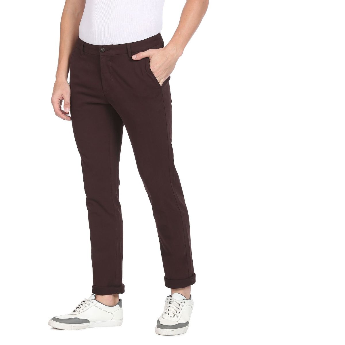 Buy ARROW SPORT Navy Solid Cotton Blend Slim Fit Mens Trousers  Shoppers  Stop
