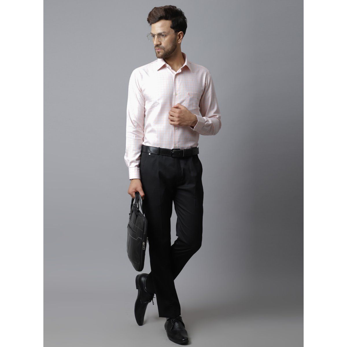 Mens Linen Cotton Formal Light Pink Half Sleeves Shirt LF2