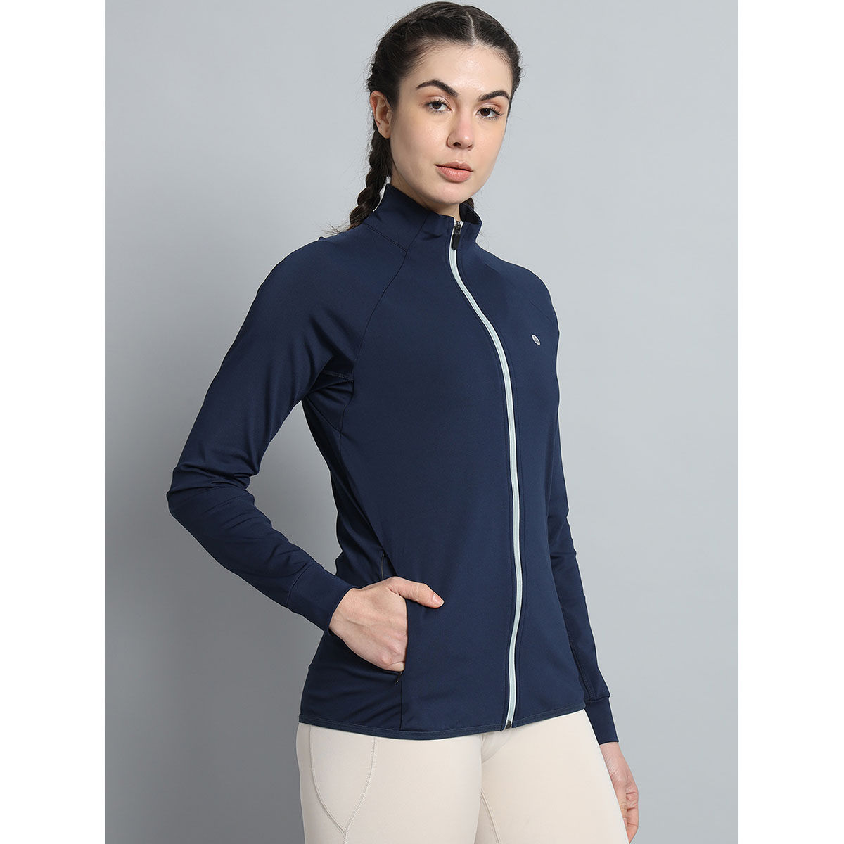 Buy Athlisis Navy Blue Women Dry-Fit Outdoor Jacket Online