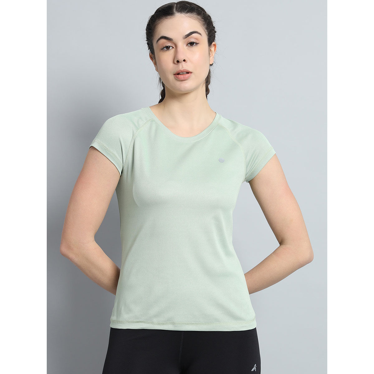 Buy Athlisis Women Grey Short-sleeve Lightweight Quick Dry Running Fitness  Sports T-shirts online