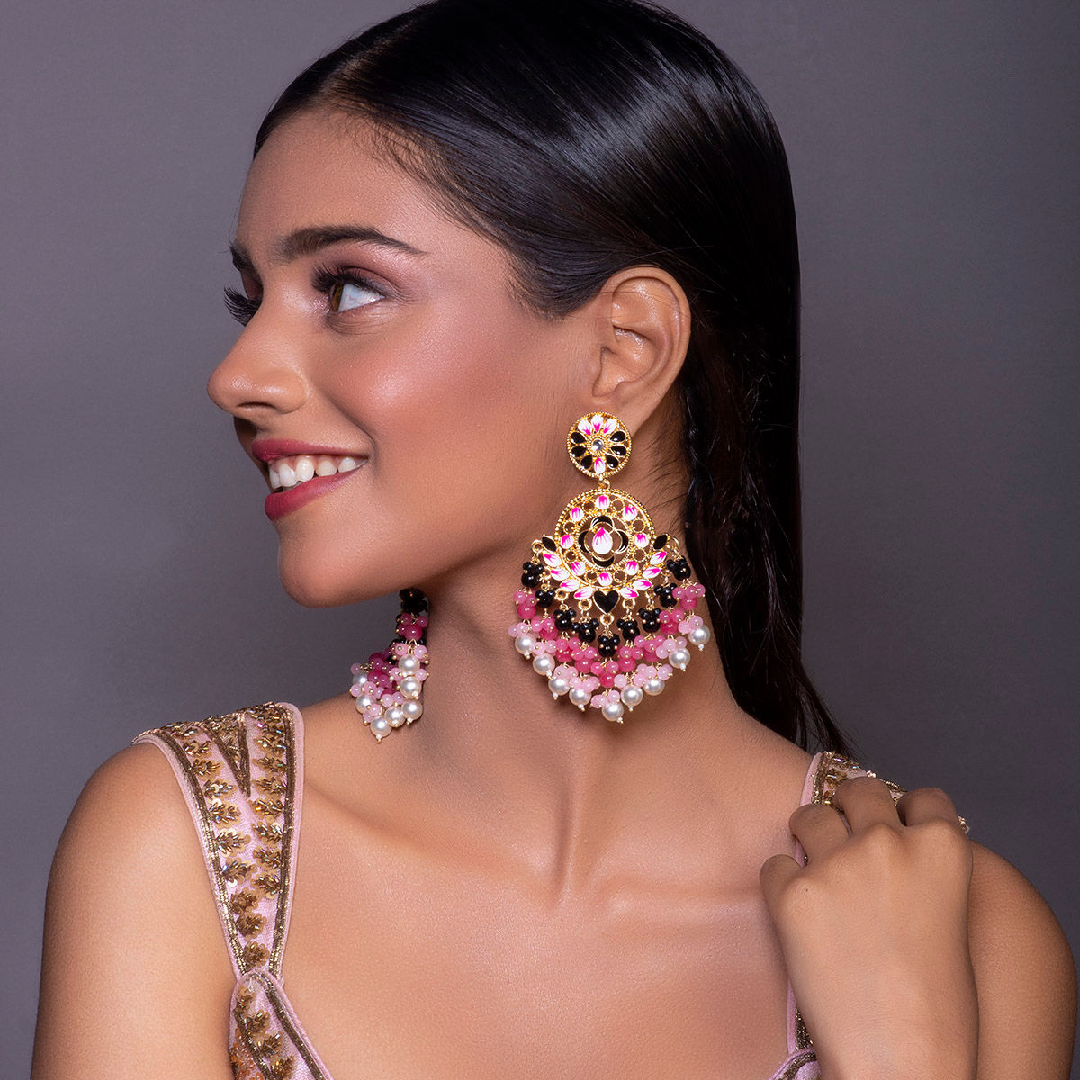 Buy Black Pink Earrings Hot Pink Statement Earrings Hot Pink Online in  India  Etsy