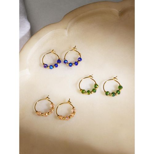 Buy Accessorize London Women 14K Gold Plated Multi Beaded Hoop