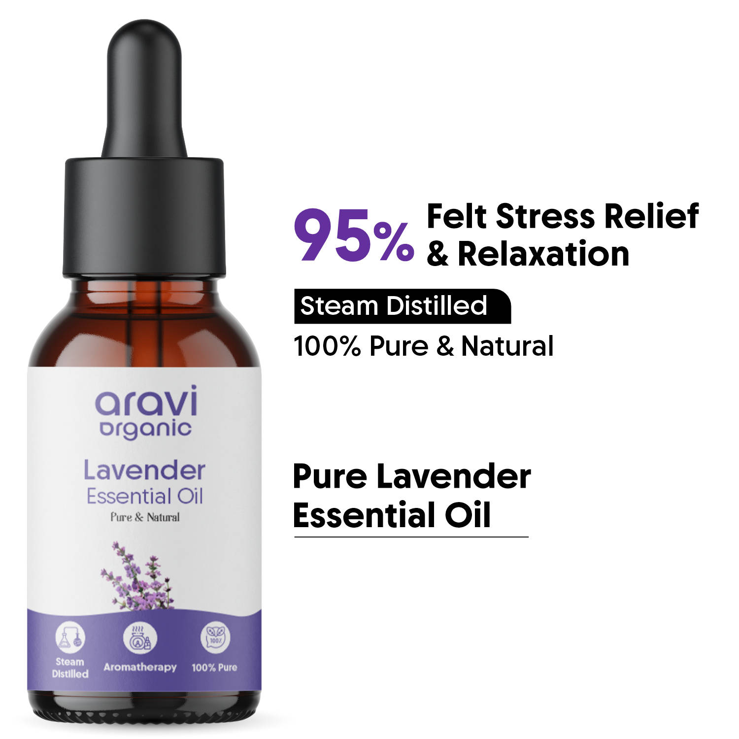 Aravi Organic 100% Pure Lavender Essential Oil For Healthy Hair Growth, Skin, & Sleep
