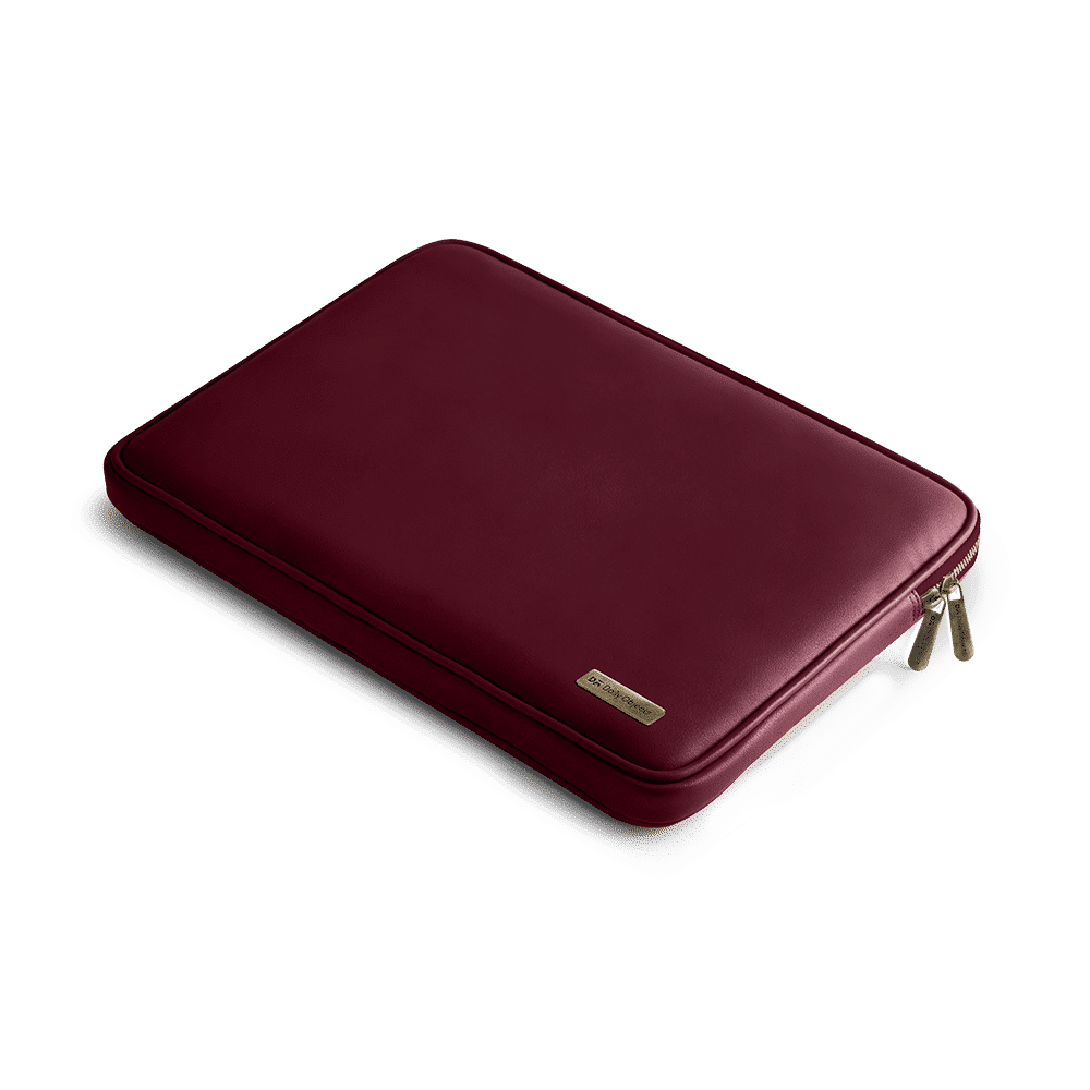 Dailyobjects Burgundy Vegan Leather Zippered Sleeve For Laptop/macbook