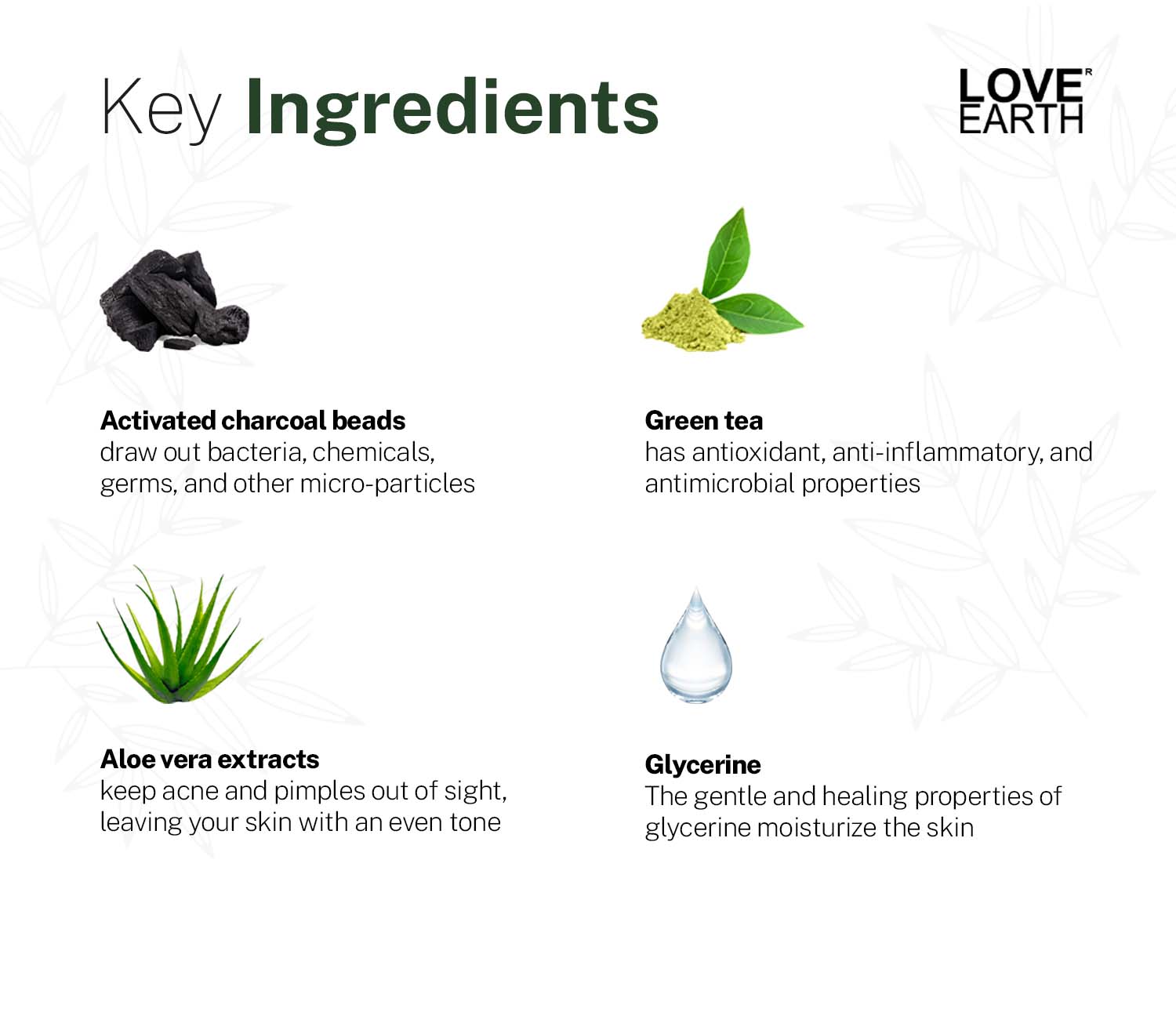 Love Earth Body Wash Jasmine Green Tea and Charcoal with Aloe Vera