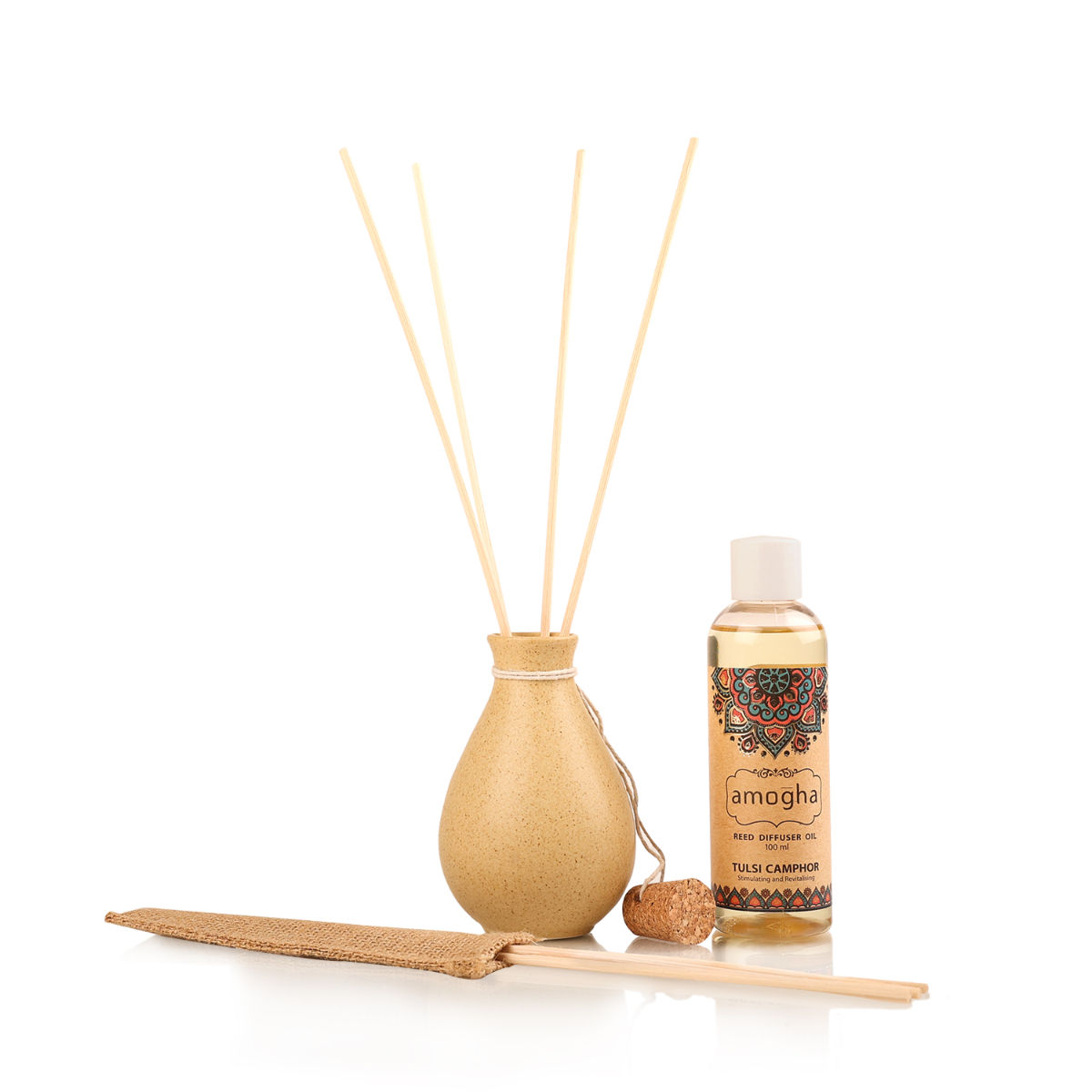 Amogha Tulsi Camphor Reed Diffuser with Oil & 8N Reed Sticks Buy
