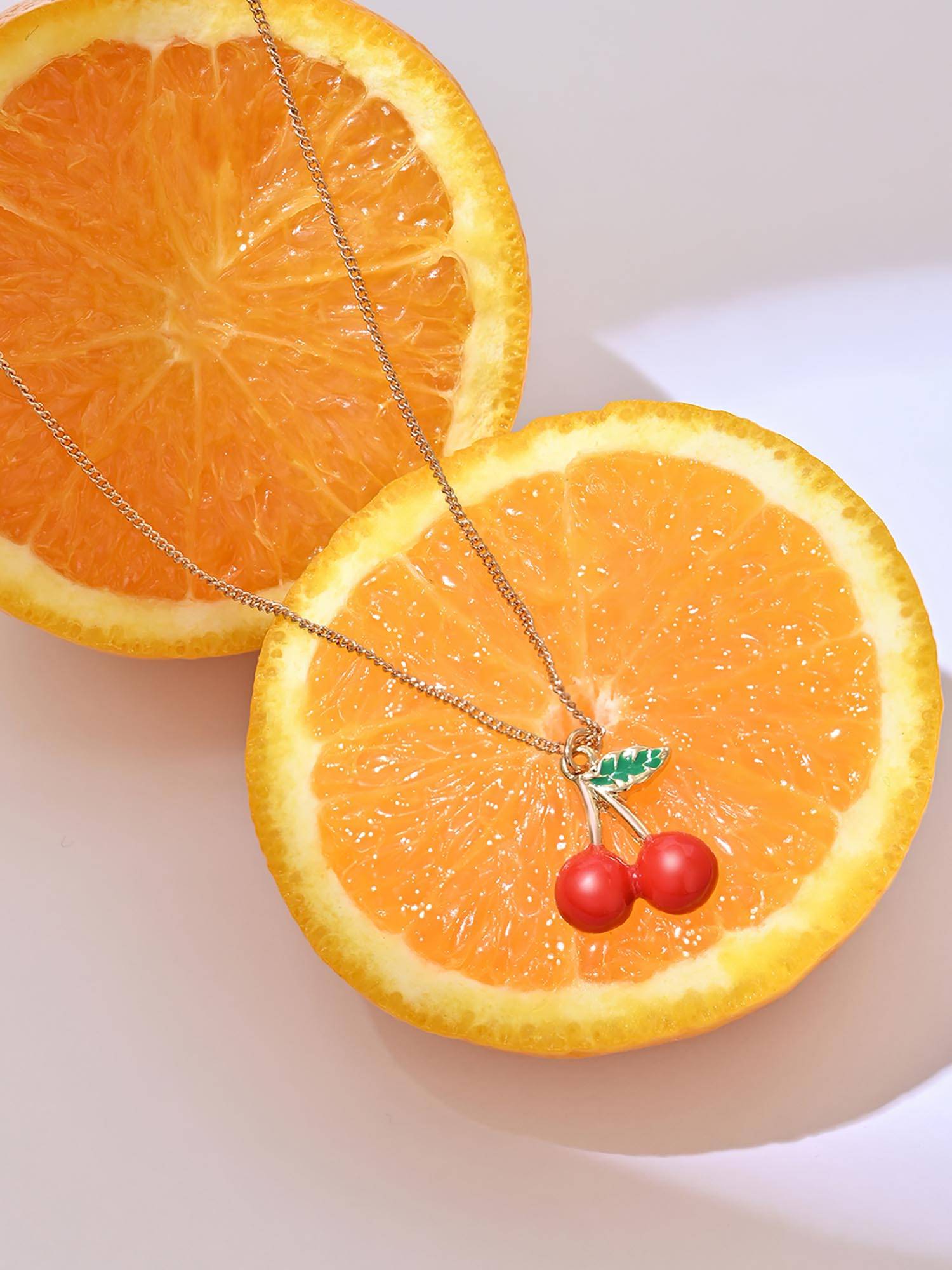 ToniQ Red Cherry Charm Necklace