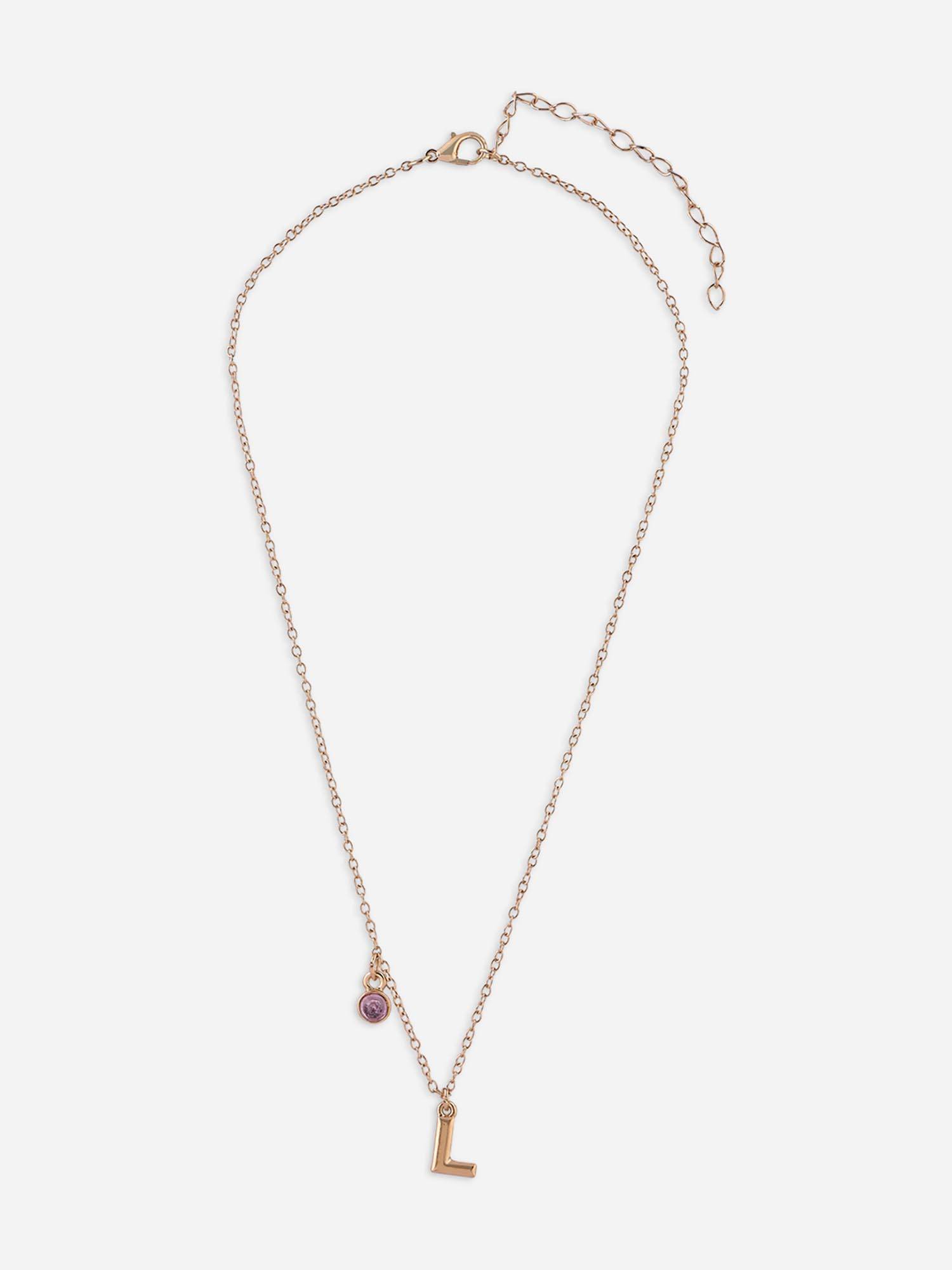 ToniQ Personalised L Initials and Birth Stone Charm Necklace