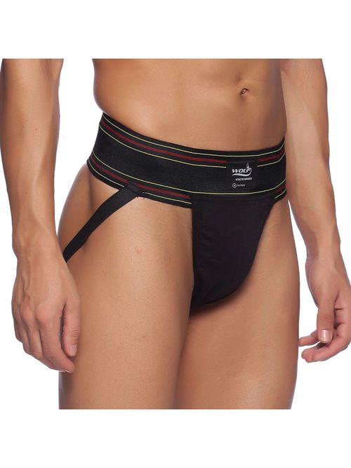 Omtex Mens Athletic Gym Supporters Jockstraps Black (Pack of 2)