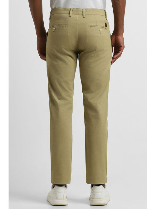 Peter England Men Khaki Textured Super Slim Fit Casual Trousers