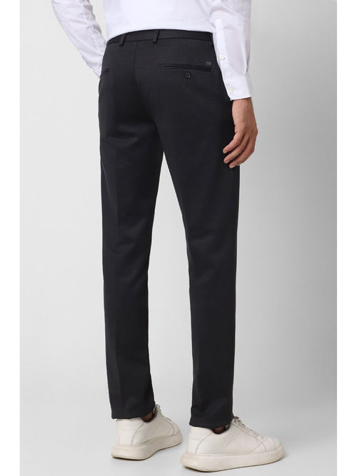 Buy Peter England Men Black Check Super Slim Fit Formal Trousers