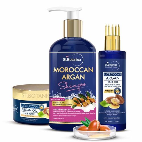  Moroccan Argan Shampoo + Hair Mask + Argan Hair Oil With Comb  Applicator: Buy  Moroccan Argan Shampoo + Hair Mask + Argan Hair  Oil With Comb Applicator Online at Best