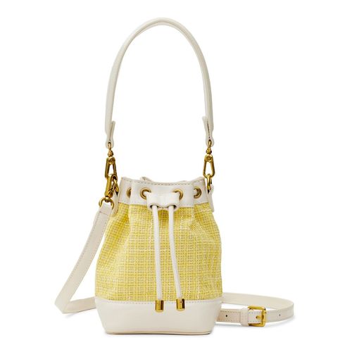 MIRAGGIO Tiara Tweed Drawstring Bucket Crossbody Bag For Women -Yellow (S)