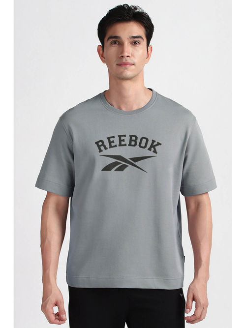 Reebok Grey Printed Boxy Fit T-Shirt