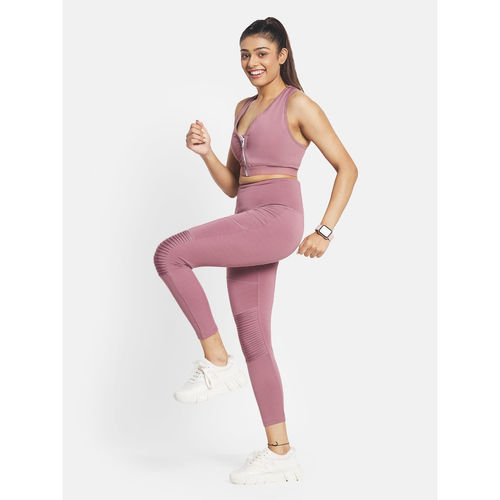 Buy Kica High Waisted Leggings with Ribbed Detailing- Medium Support Online